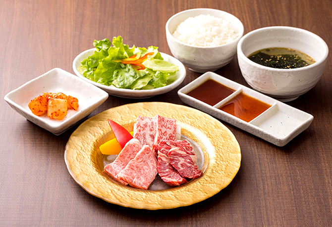 飛車角のミックスランチ (和牛カルビ&和牛ロース&ハラミ)
